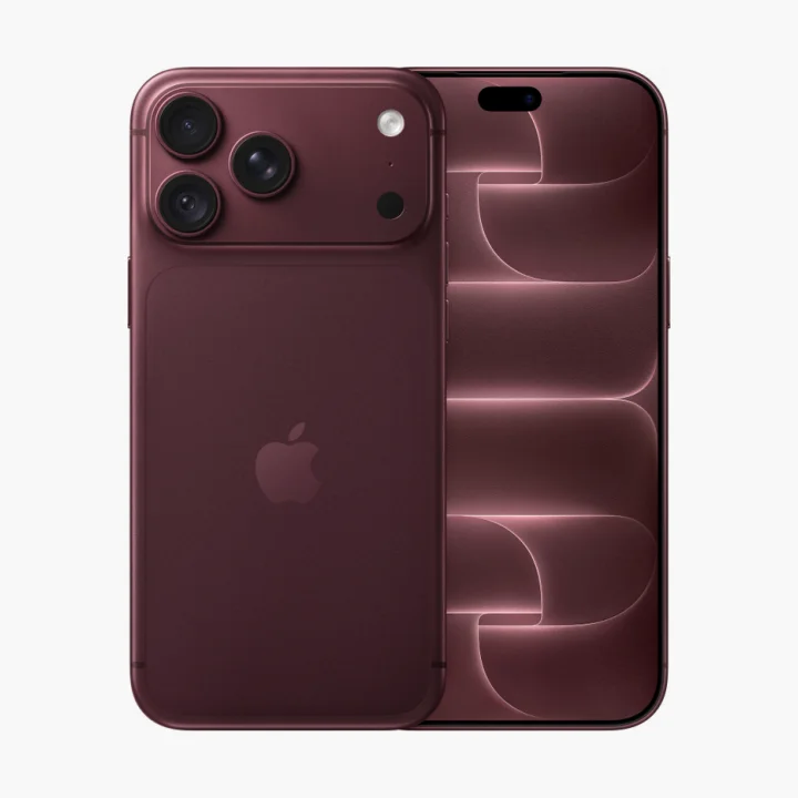 Apple iPhone 18 Pro Max in Burgunder, Vorder- und Rückseite